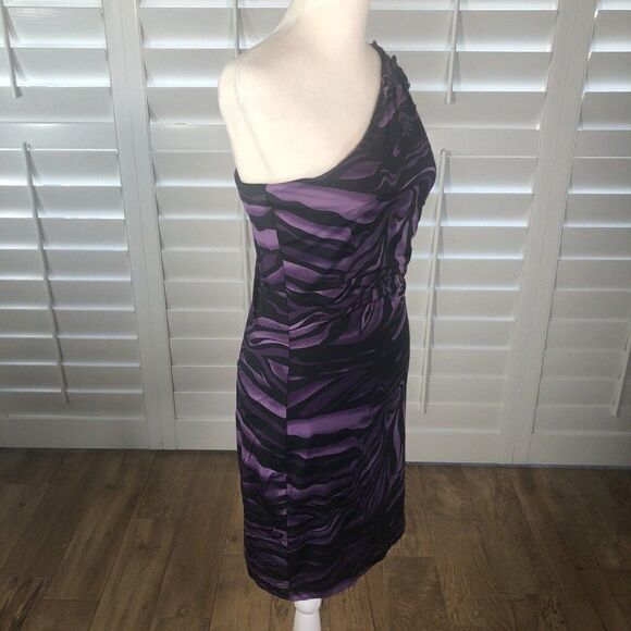 ARDEN B Women's S Abstract Animal Bodycon MINI Club Cocktail One Shoulder Dress - Picture 3 of 12